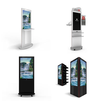 Floor Standing Digital Signage Advertising Screen Removable Shelf with Wheel