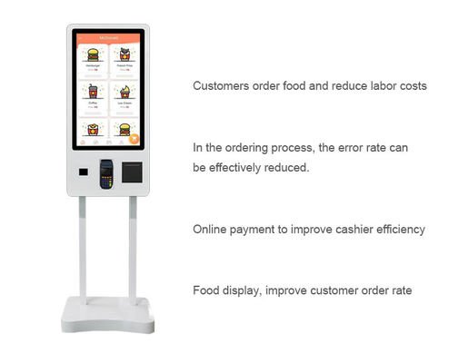 32&quot; Floor Standing Portable Digital Signage Self - Service Ordering Payment Kiosk For Resturant