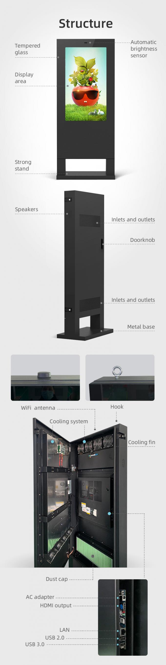 4K HD Waterproof Lcd Floor Standing Digital Signage Billboard Outdoor ...