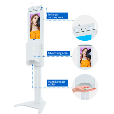 Floor Standing Temperature Scanner Kiosk Sensor With Hand Sanitizer Dispenser