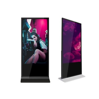 49 Inch Freestanding Digital Displays Aluminum Frame With Tempered Glass Surface