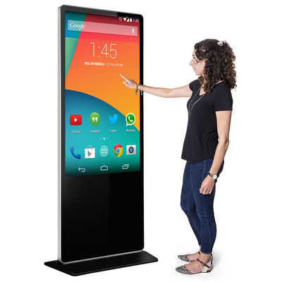 49 Inch Freestanding Digital Displays Aluminum Frame With Tempered Glass Surface
