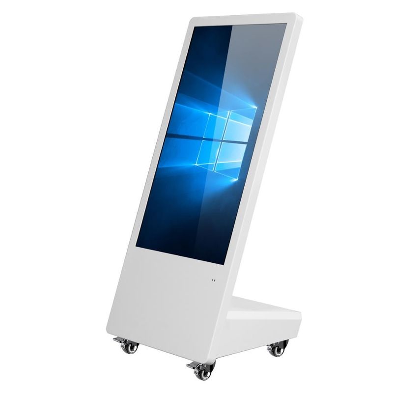 Portable Floor Standing Advertising Display Digital Signage Touch Screen With Wheel