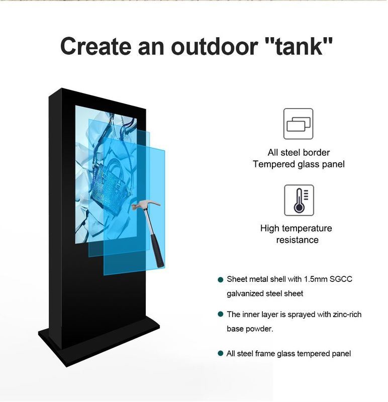 Advertising Display 2500nits IP65 Outdoor Waterproof Digital Signage Equipment